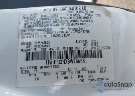 2008 Ford Focus Se from USA, damaged, VIN 1FAHP33NX8W286851